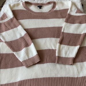 White/Dusty Rose Knit Sweater